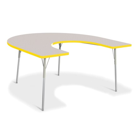 Jonti-Craft Berries Horseshoe Activity Table, 66 in. x 60 in., A-height, Freckled Gray/Yellow/Gray 6445JCA007